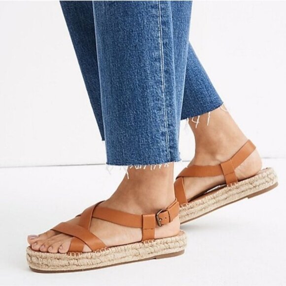 Madewell Malia Asymmetrical Espadrille women strappy Leather Sandals Size 8 - Picture 2 of 14